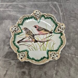 Vintage WL 1895 Decorative Bird Plate Gold Trim Reticulated Scalloped Edge 7.75"